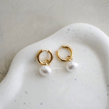 SOREN Pearl Hoop Earrings - Gold Plated
