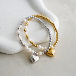 RILYNN Heart Charm Elastic Bracelet - Gold Plated