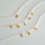 Personalized Tiny Pearl Letter Necklace - Gold Plated