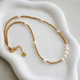 AKOYA Pearl Beads Necklace - Gold Plated