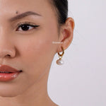 SOREN Pearl Hoop Earrings - Gold Plated