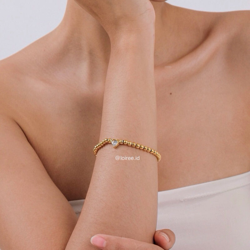 MORITZ Heart Beads Bracelet - Gold Plated