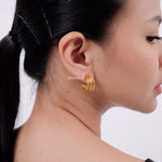 THEO Three-Line Hoop Earrings - Gold Plated