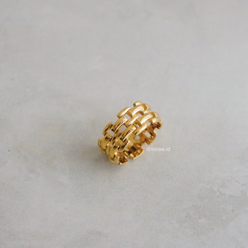 FERN Wide Band Ring - Gold Plated