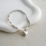 RILYNN Heart Charm Elastic Bracelet - Gold Plated