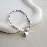 RILYNN Heart Charm Elastic Bracelet - Gold Plated