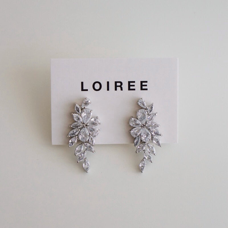 RACHEL Zirconia Flower Bridal Earrings - Wedding