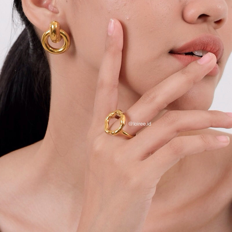 ZORA Round Hollow Open Ring - Gold Plated