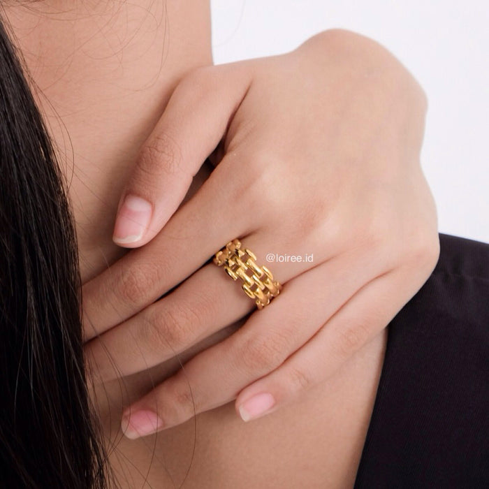 FERN Wide Band Ring - Gold Plated