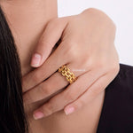FERN Wide Band Ring - Gold Plated