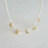 Personalized Tiny Pearl Letter Necklace - Gold Plated