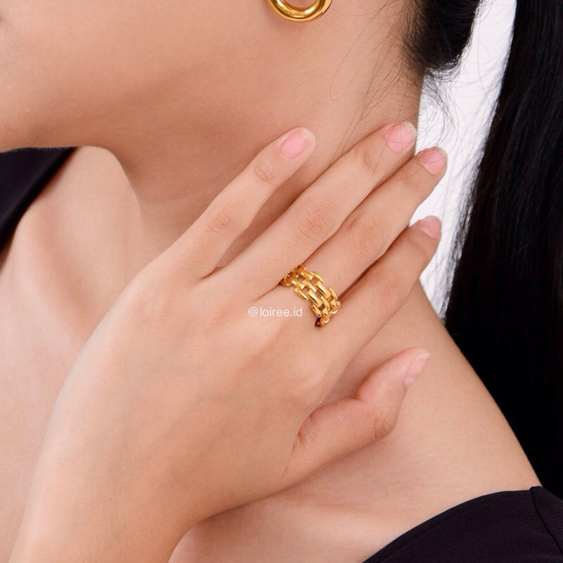 FERN Wide Band Ring - Gold Plated