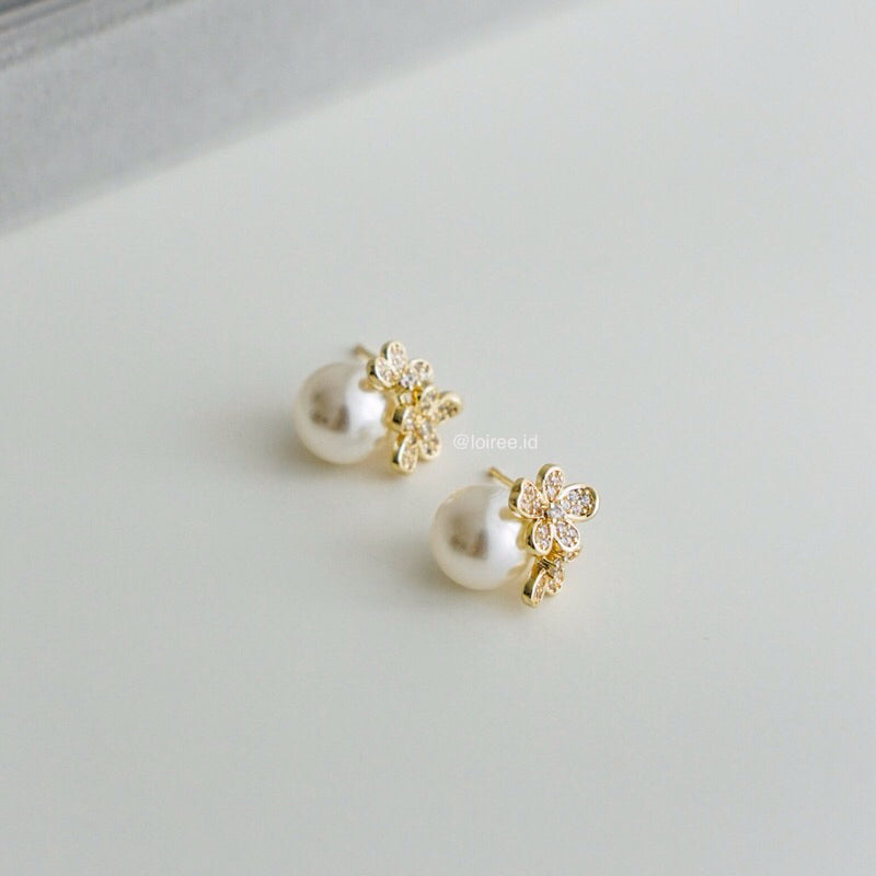 YARA Zirconia Pearl Bridal Earrings - Wedding