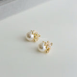 YARA Zirconia Pearl Bridal Earrings - Wedding