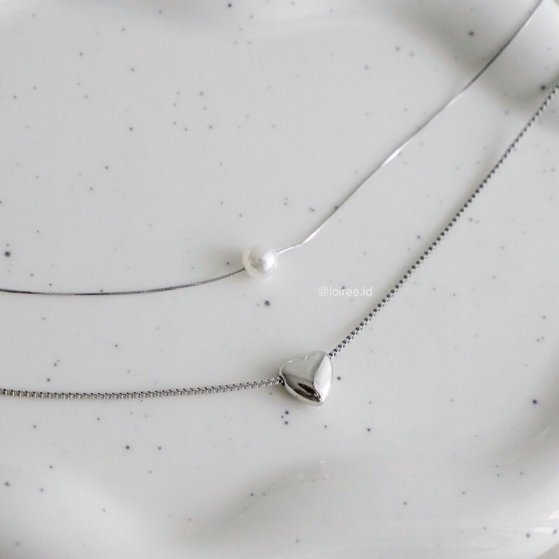 TYAZ Pearl Heart Necklace - Double Layer