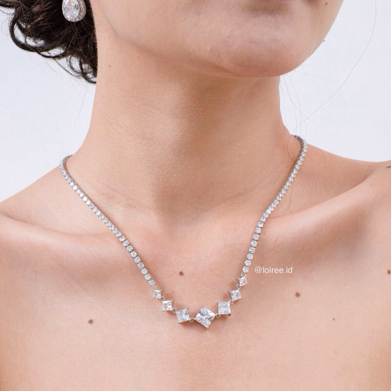 KATYA Zirconia Listring Bridal Necklace - Wedding