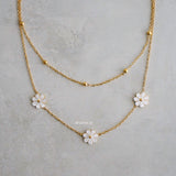 DAISY Flower Two Layer Necklace - Gold Plated