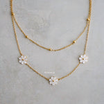 DAISY Flower Two Layer Necklace - Gold Plated