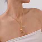 LUMEN Gold Beads Necklace - Gold Plated