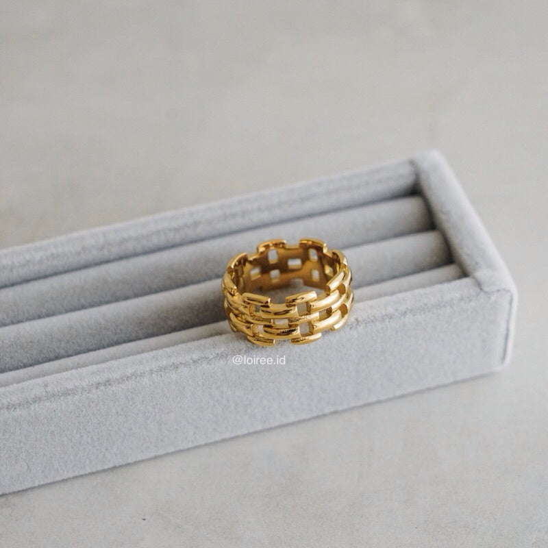 FERN Wide Band Ring - Gold Plated