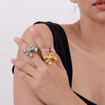 POPPY Big Bow Ribbon Ring - Gold Plated