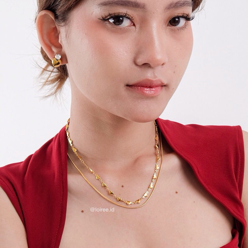 MINNA Double Layer Heart Necklace - Gold Plated