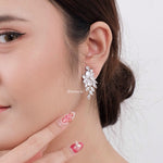 RACHEL Zirconia Flower Bridal Earrings - Wedding