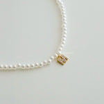 Personalized Tiny Pearl Letter Necklace - Gold Plated