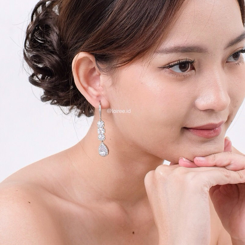 ZELDA Zirconia Dangle Bridal Earrings - Wedding