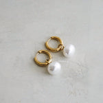 SOREN Pearl Hoop Earrings - Gold Plated
