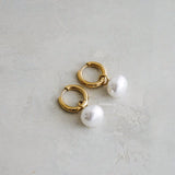 SOREN Pearl Hoop Earrings - Gold Plated