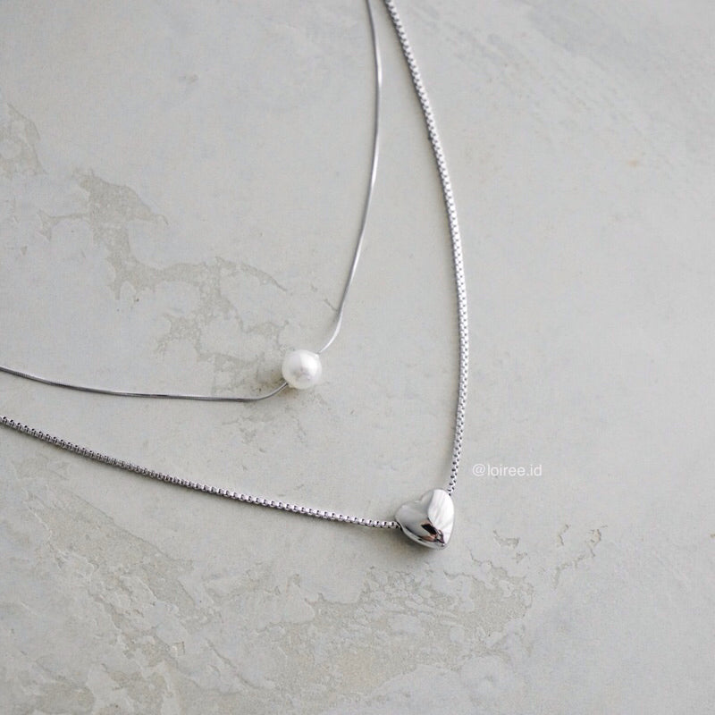 TYAZ Pearl Heart Necklace - Double Layer
