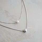 TYAZ Pearl Heart Necklace - Double Layer