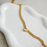 ELMER Heart Cuban Chain Necklace - Gold Plated