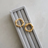 ZORA Round Hollow Stud Earrings - Gold Plated