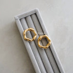 ZORA Round Hollow Stud Earrings - Gold Plated