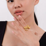 POPPY Big Bow Ribbon Ring - Gold Plated