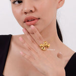 POPPY Big Bow Ribbon Ring - Gold Plated