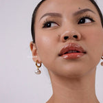 SOREN Pearl Hoop Earrings - Gold Plated