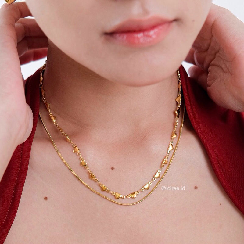 MINNA Double Layer Heart Necklace - Gold Plated