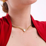 ELMER Heart Cuban Chain Necklace - Gold Plated
