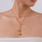 LUMEN Gold Beads Necklace - Gold Plated
