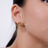 ZORA Round Hollow Stud Earrings - Gold Plated