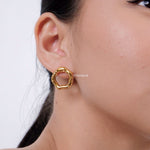 ZORA Round Hollow Stud Earrings - Gold Plated