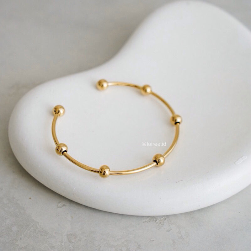 NOLA Bead Bangle Bracelet - Gold Plated