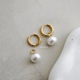SOREN Pearl Hoop Earrings - Gold Plated
