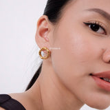 ZORA Round Hollow Stud Earrings - Gold Plated