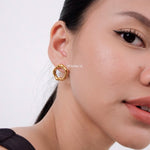 ZORA Round Hollow Stud Earrings - Gold Plated