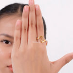 CALEB Irregular Curve Ring - Gold Plated