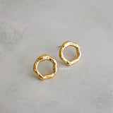 ZORA Round Hollow Stud Earrings - Gold Plated